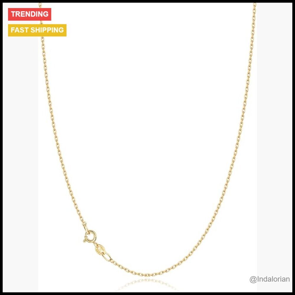 18k Gold Plated 925 Sterling Silver Cable Chain Necklace for Women